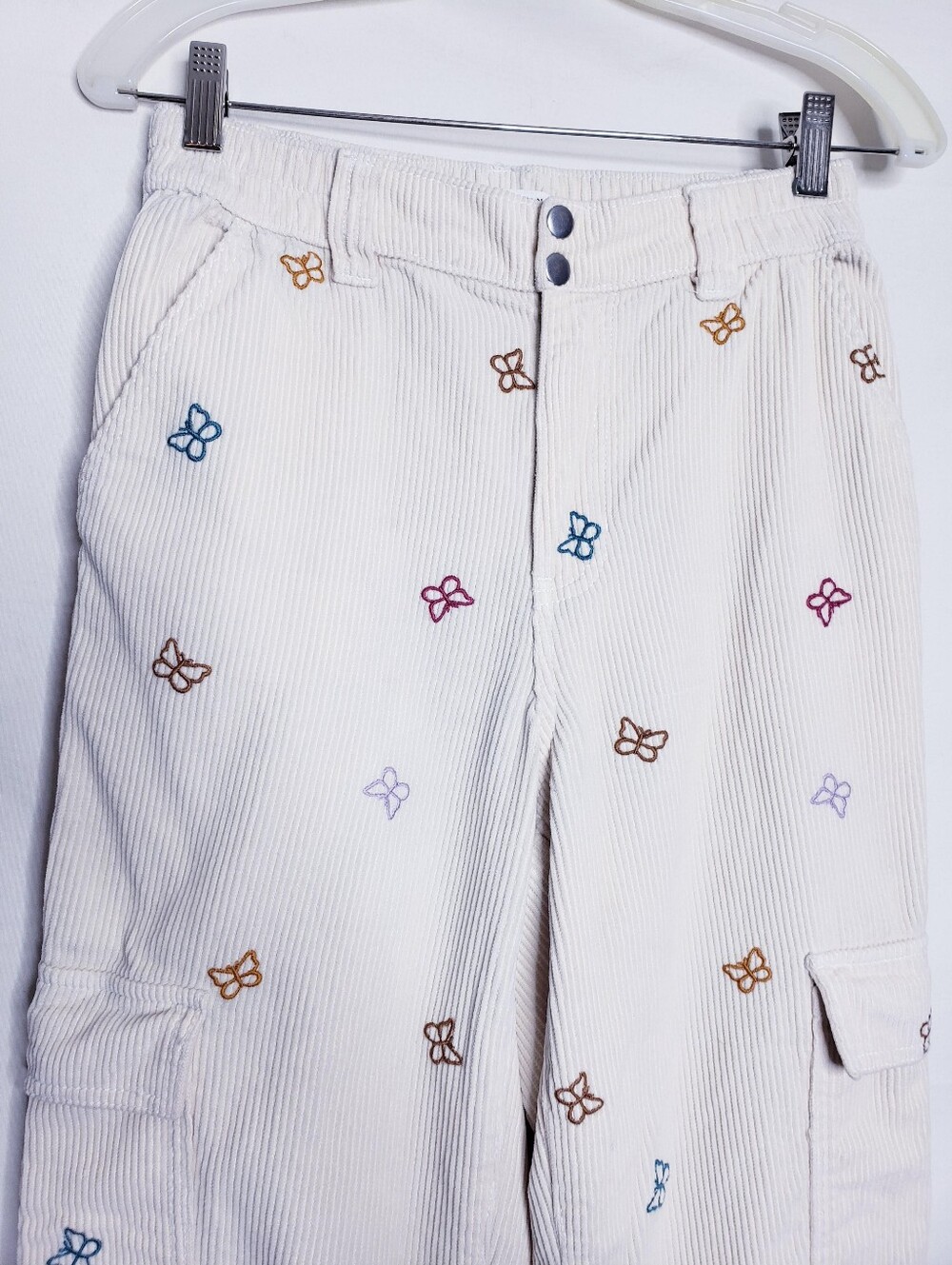PacSun Butterfly Corduroy High Rise Elastic Waist Cargo Pants Women's Size Small - Picture 3 of 12